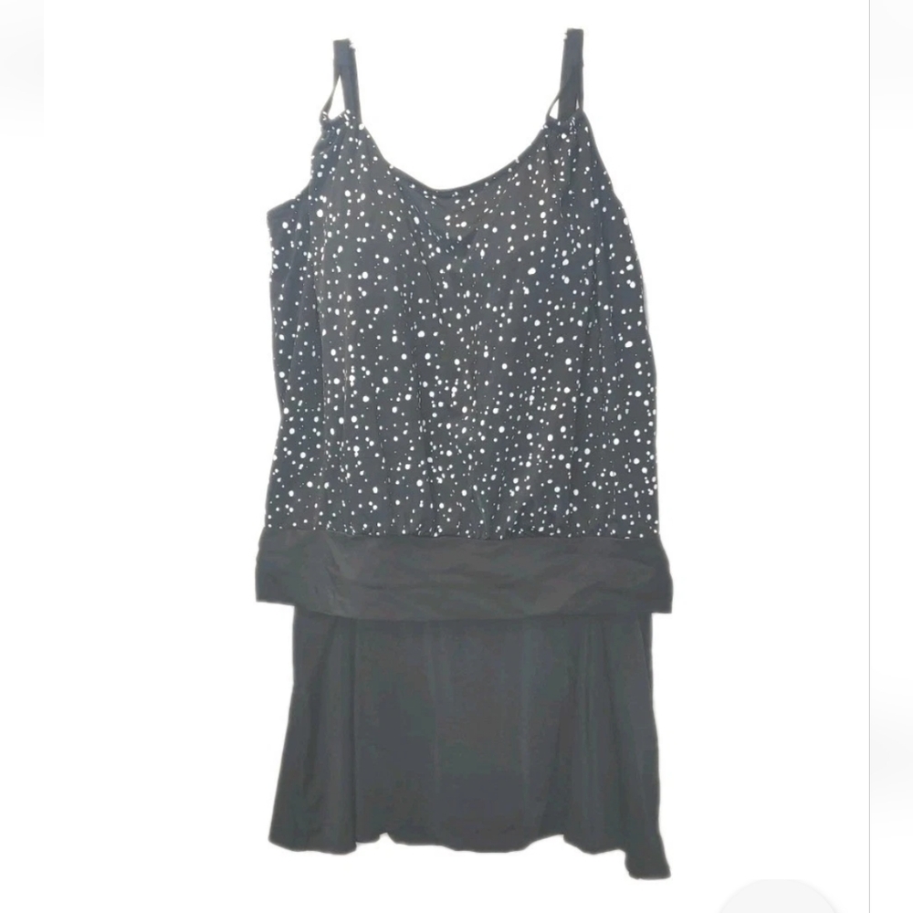 Swimsuits For All 2 Pc Swimsuit Plus 24W Wireless Tankini Swim Skirt Black Nwt